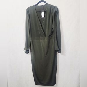 Boohoo Olive Green Wrap Dress